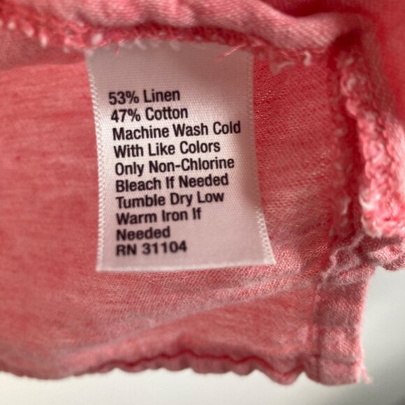 Womens Kim Rogers Linen Blend Button Shirt Pleated Detail Peach M Linen Cotton - Picture 8 of 9